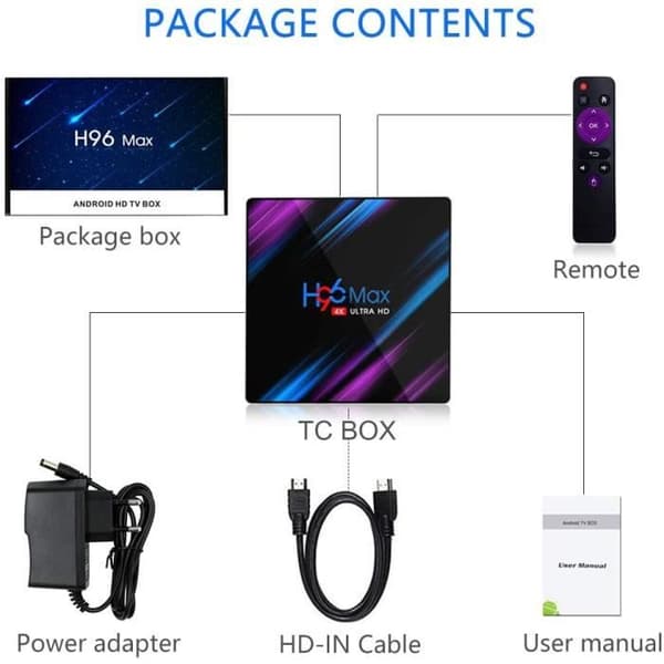 Android 9.0 Smart TV Box 4GB Ram 64GB Rom 5.0G WiFi Bluetooth 4.0 IPTV Mediasoitin