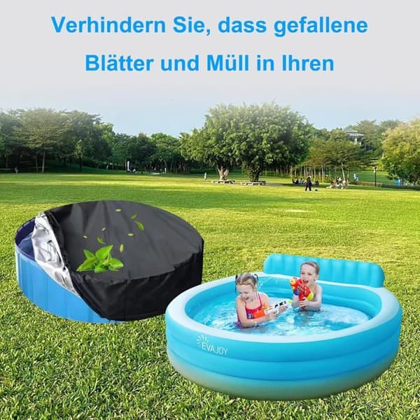 Sammenklappeligt cirkulært swimmingpoolovertræk – UV-resistent, bærbart, med opbevaringstaske – Velegnet til soppebassiner – 190x30cm