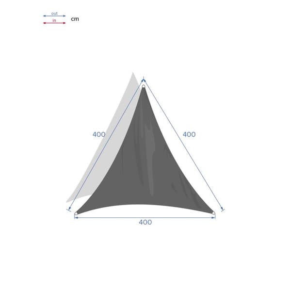 Kolmiomainen \"Curacao\" aurinkopurje, harmaa, 4x4x4m, polyesteri - Hespéride