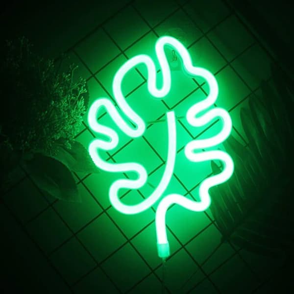Vihreä lehti neonkyltit LED-neonvalot seinille LED-neonvalopaneeli makuuhuoneeseen