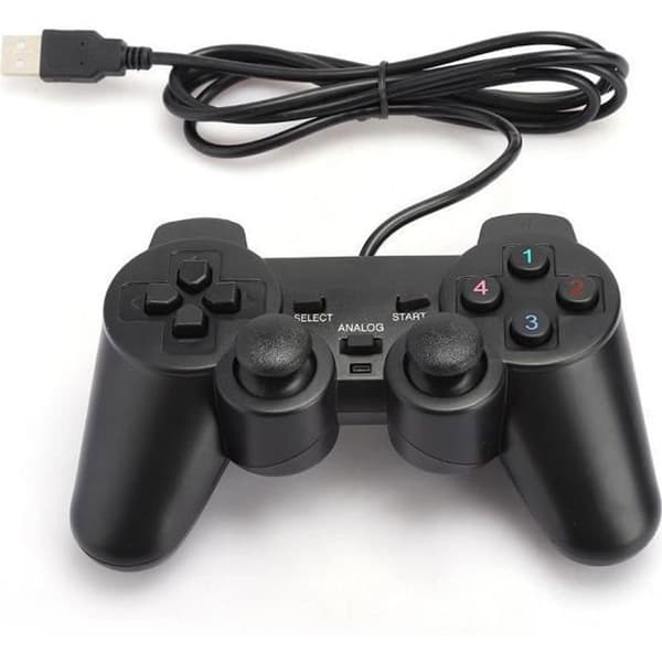 USB-spillkonsoll, kablet USB bærbar spillkontroller, svart gamepad for PC (svart)