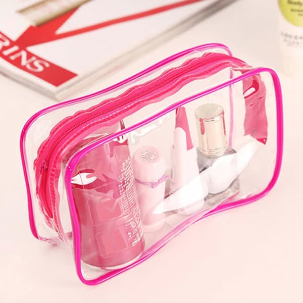 Transparent necessär 1 liter TSA-godkänd rose Red 4pc