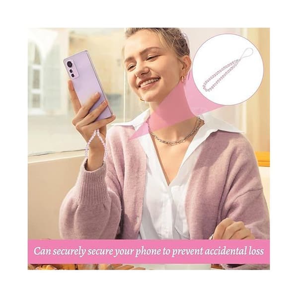 Set med 3 mobiltelefonberlocker, handgjord glittrande handledsrem med kristallpärlor.