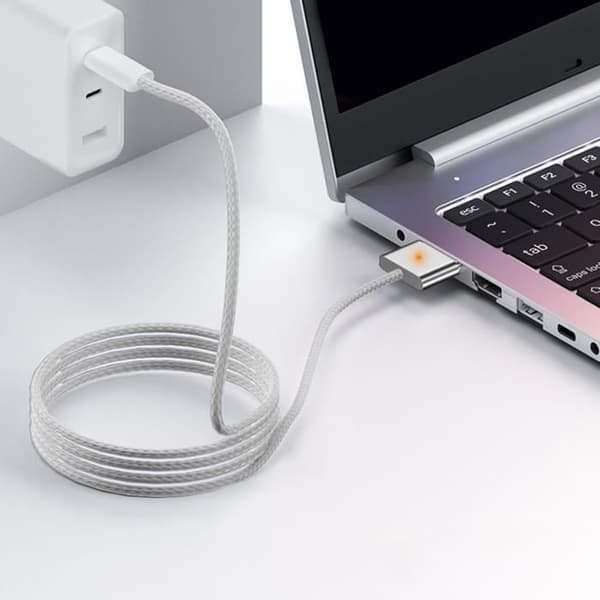 Ladekabel - Type-C til MagSafe 3 - 2 m - 140W - Hvit flettet nylon