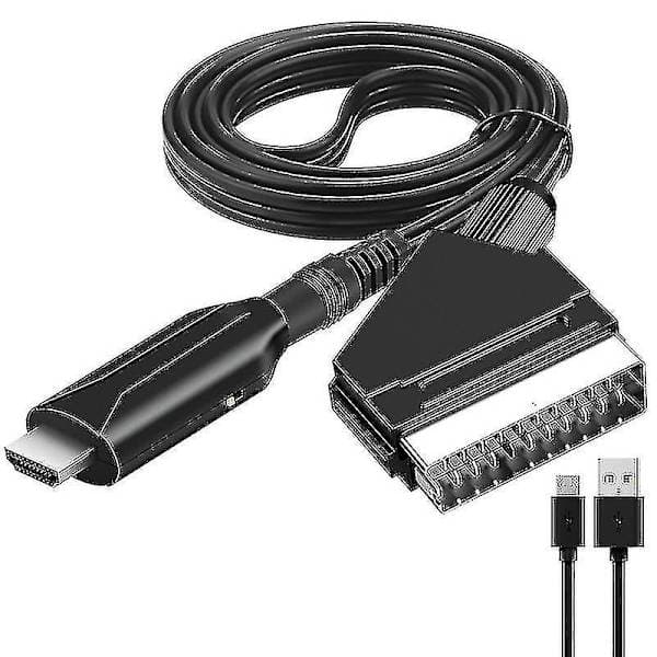 Scart til HDMI-konverter lydvideoadapter til HDTV/DVD/Set-top-boks/PS3/PAL/NTSC