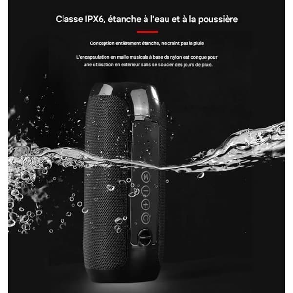 Ladattava Bluetooth-kaiutin, TG117 vedenpitävä kaiutin (musta) Tehokas stereo, Bluetooth, IPX7 vedenpitävä, iOS ja Android