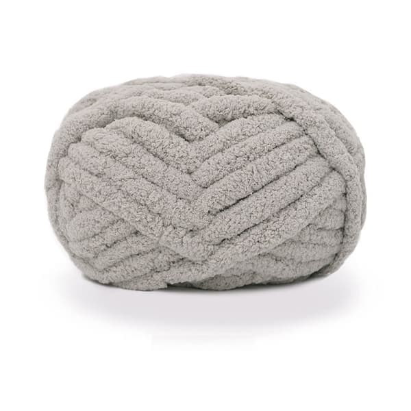 Tykt Chenille Garn til Håndstrikkede Tæpper, Super Blødt Stort Jumbo Garn til Tæpper, Grå