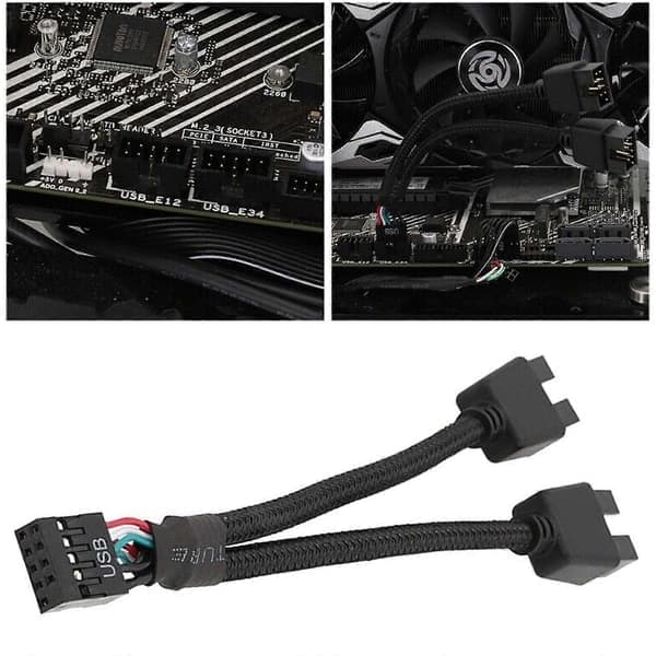 Hovedkort USB 2.0 9-pins header 1 til 2 forlengelseshub splitteradapterkonverter