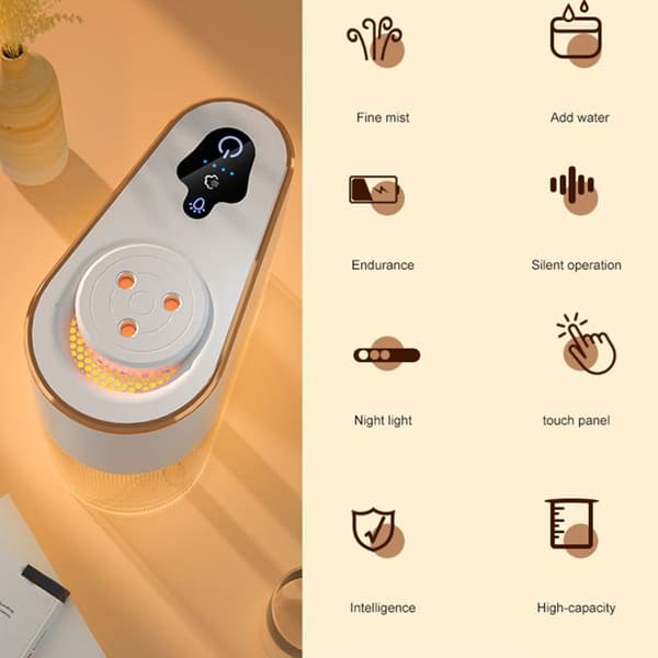 Triple jet USB luftfugter – 2,2 L stor kapacitet – støjsvag og aroma diffuser – hvid