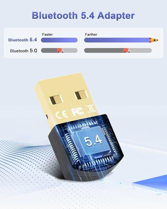 USB Bluetooth-adapter - 5.4 - Bluetooth-dongle - PC-kompatibel - Stabil lydoverføring - Anti-interferens