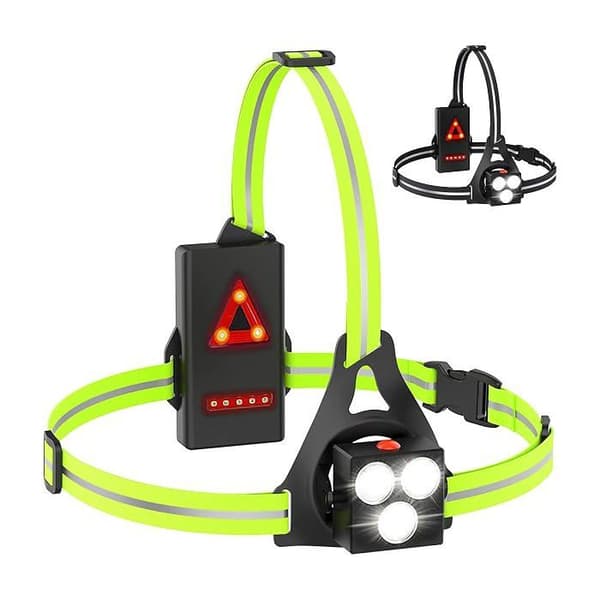 Løpelys, USB oppladbart LED-løpelys, 120° justerbart brystlys, 500 lumen, gåing