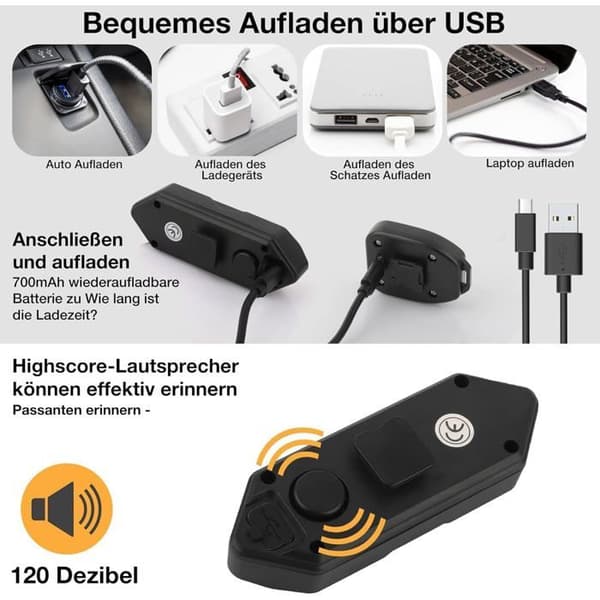 Blinklys til el-løbehjul, LED-baglygte til løbehjul, advarselslys, USB genopladelig