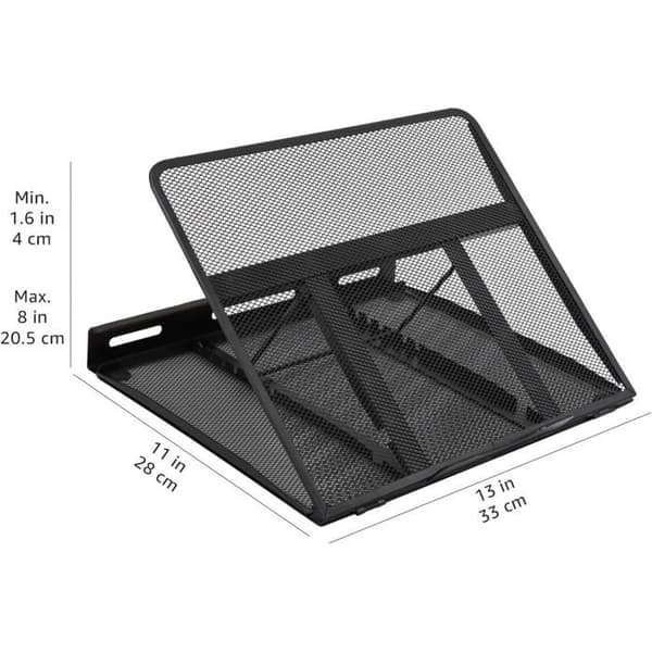 Ergonomisk, ventileret og justerbart laptopstativ, 33 x 28,7 x 18,5 cm, sort