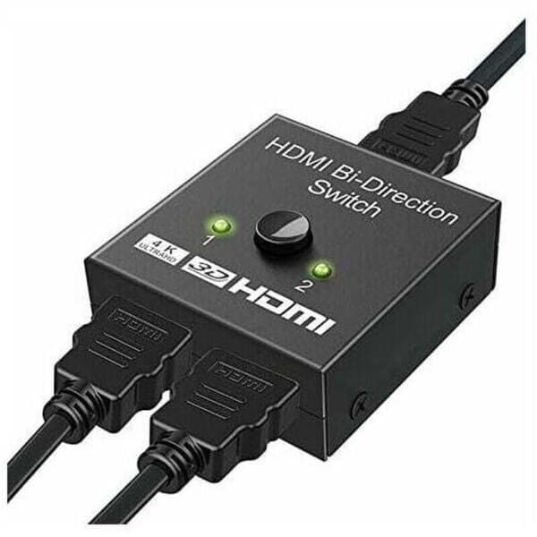 HDMI-switch, 2-ingångs 1-utgångs dubbelriktad 4K HDMI-splitteradapter eller 1-ingångs 2-utgångs switch, stöder 3D 4K 1080P, HDCP, HDMI-switch