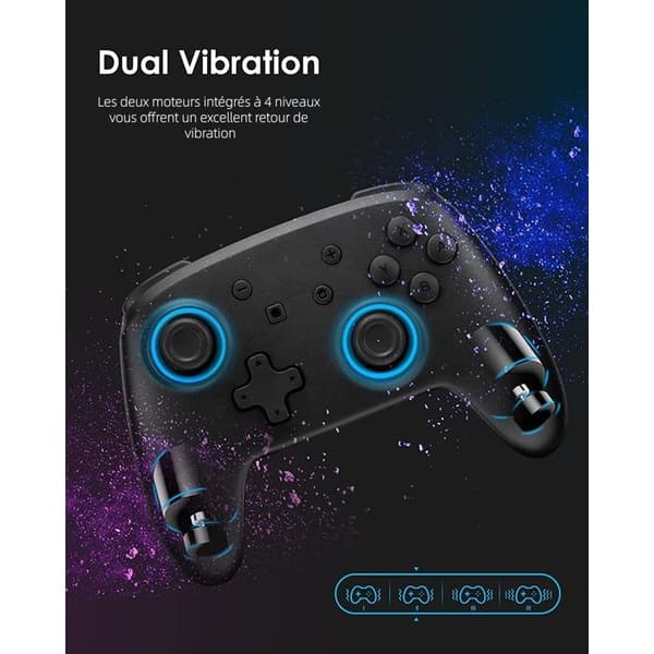 Switch/2/OLED/LITE LED RGB Controller Sort - Trådløs Bluetooth Controller - Hall Joysticks - 6 Akser - Vibration - Programmerbar Knap