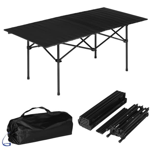Fällbart campingbord 120x55 cm, svart, med väska