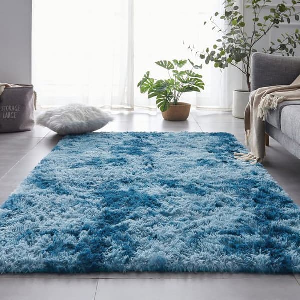 Mjuk, halkfri ryamatta av allergivänlig polyester för vardagsrum och sovrum, 160 x 230 cm, marinblå