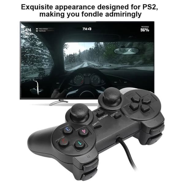 USB-spillkonsoll, kablet USB bærbar spillkontroller, svart gamepad for PC (svart)