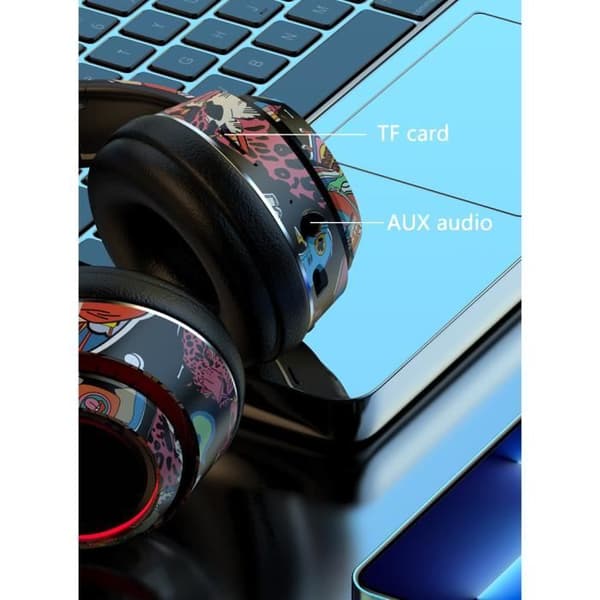 Trådløse stereohodetelefoner - Graffiti - LED - Oppladbare - Bluetooth