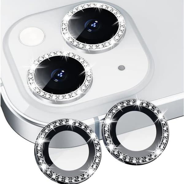 Skjermbeskyttere til iPhone 15/15 Plus (pakke med 6): blanke, ripebestandige og dekselkompatible.