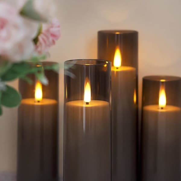 Flammeløse LED-akrylys med flimrende effekt, fjernkontroll og timer