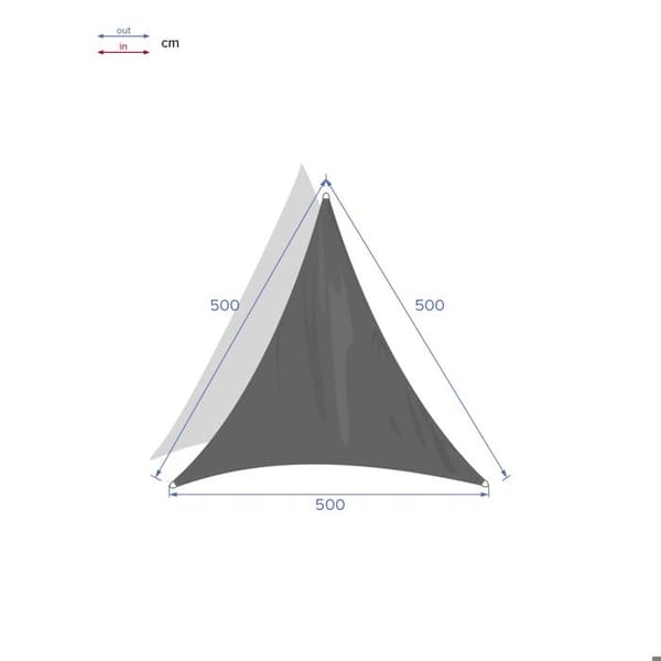 Triangulär \"Curacao\" smaragdgrön solsegel, 5x5x5m, polyester - Hespéride