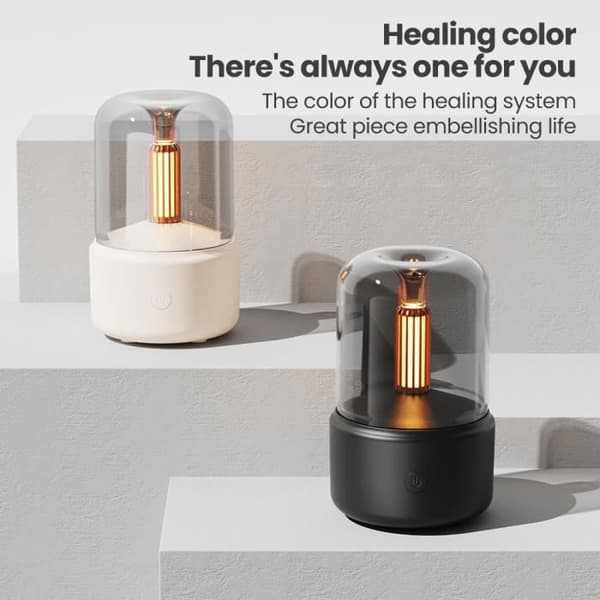 PRUMYA Aroma Diffuser, Aromaterapimaskin i Lysestil, Luftfukter - USB-lading