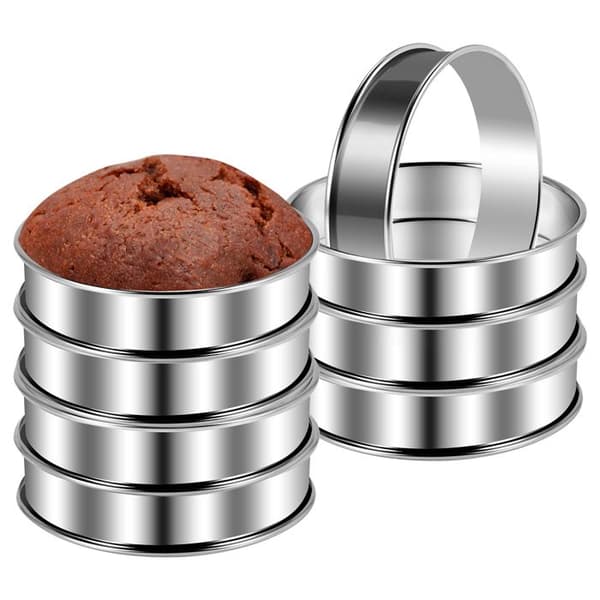 1-tommers muffins- og terteringer, dobbel tertering i rustfritt stål, rund ringform for hjemmebaking, bakeverktøy