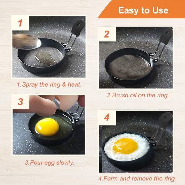 Stort sett med 3,5-tommers non-stick eggeringer, 4 ringformede kakeformer