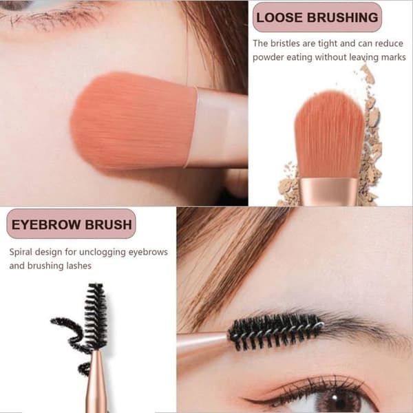 Sæt med 8 bærbare professionelle makeupbørster, et premium børstesæt og en PU-læderpose
