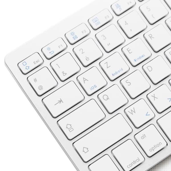 Trådløst Bluetooth-tastatur, AZERTY-layout, Mac-kompatibelt, fransk, ultratyndt, til alle enheder: iOS, iPad, Android, PC - S065E
