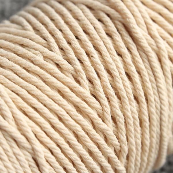 2mm x 200m Naturlig Beige Vit Makramé Bomull Tvinnat Rep DIY Beige