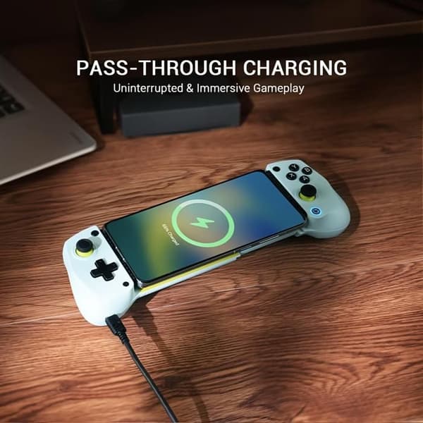 Mobil spillkontroller for Android og iPhone 15/16 (USB-C), Hall Effect Joystick, Lett Ergonomisk Grep (Svart)