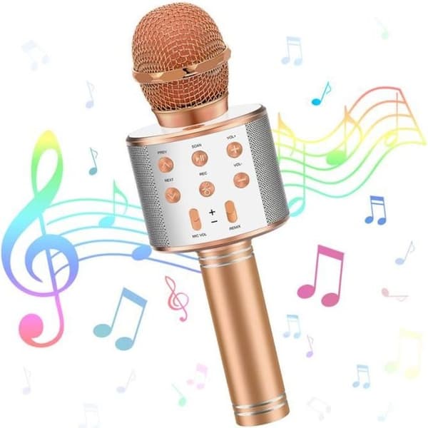 Trådløs karaokemikrofon - Rosegull - Bluetooth - For barn i alderen 3-12 år - Ideell gave