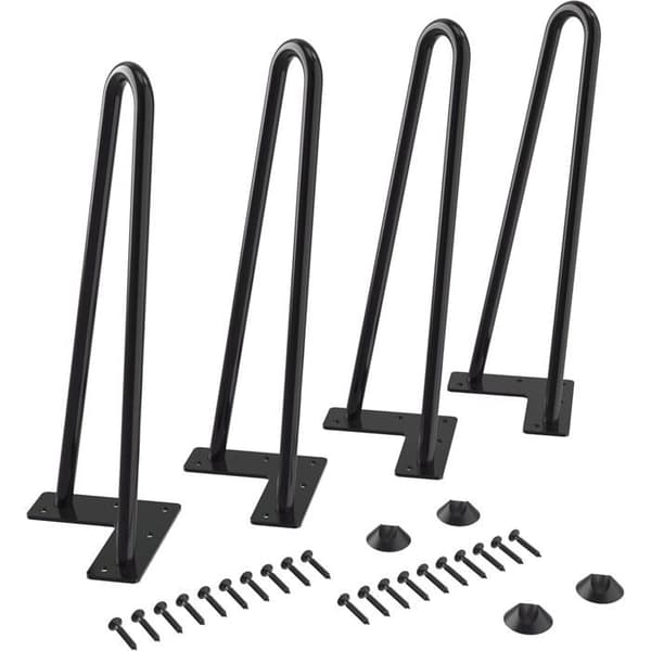 Set med 4 hårnålsbordsben, 30 cm, stöder upp till 159 kg, med skyddande möbelkåpor