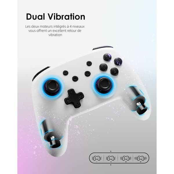 Switch/2/OLED/LITE LED RGB VIT Kontroll - Trådlös Bluetooth-kontroll - Hall Joysticks - 6 Axlar - Vibration - Programmerbar Knapp