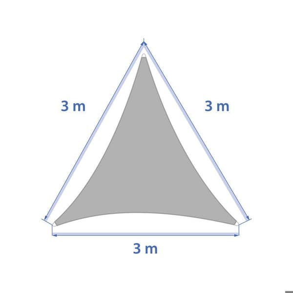 Trekantet \"Curacao\" solseil, hvetefarge, 3 x 3 x 3m, polyester - Hespéride