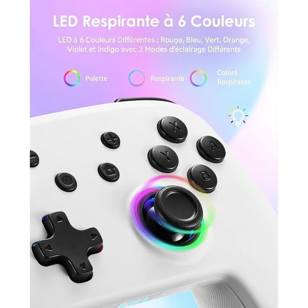 Switch/2/OLED/LITE LED RGB HVID Controller - Trådløs Bluetooth Controller - Hall Joysticks - 6 Akser - Vibration - Programmerbar Knap