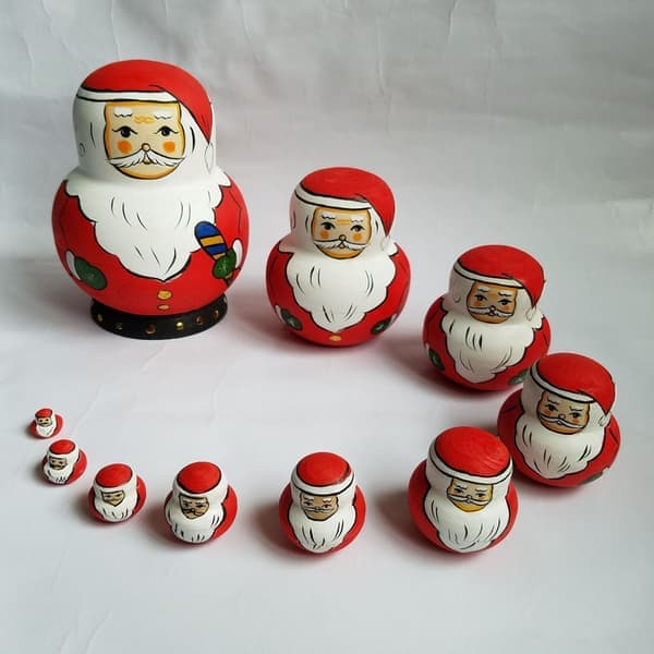 10 Matryoshka Dockor Juldekorationer Staplingsdocka