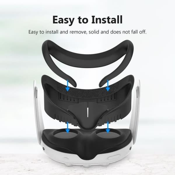 Ansigtsdækken til Meta Quest 3 VR-headset, vaskbar erstatningsmaske ABS + PU