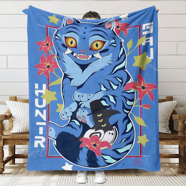 Huntrix K-Pop Printet Tæppe | Flannel Plaid til Sofa & Seng (Anime Tema) SNT045 70+100cm