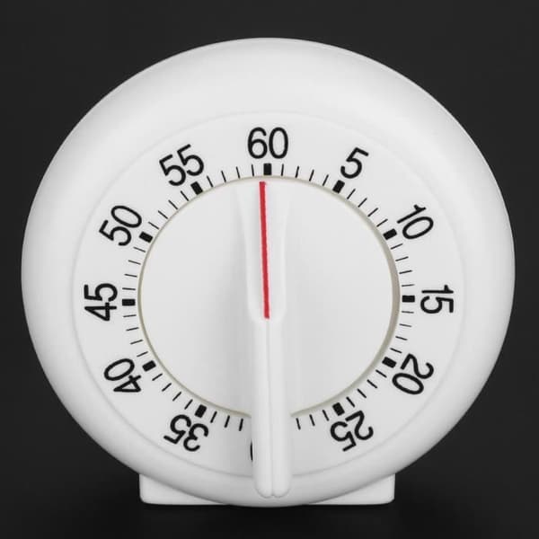 Køkkenur - Mekanisk - 60 minutter - Rund form - Hørbar alarm