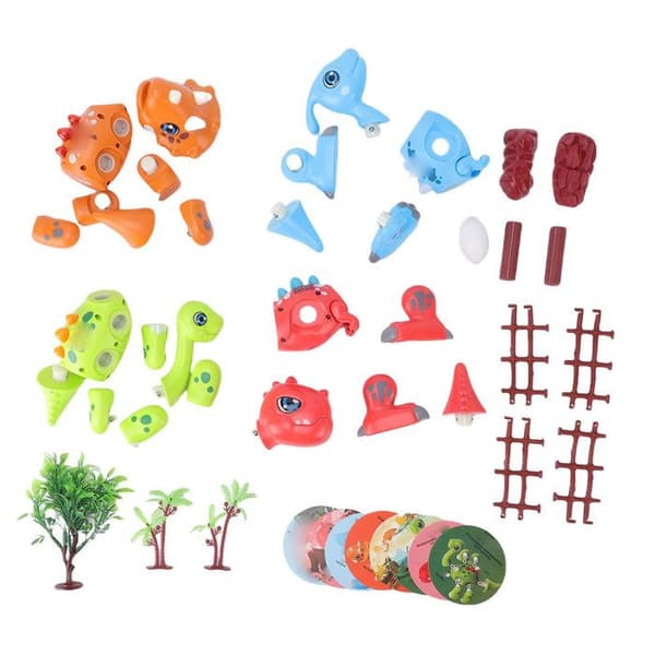 Magnetisk Dinosaur – Lysende Brachiosaurus – Pædagogisk Gør-det-selv – Blødt LED-lys – STEM-legetøj 3+