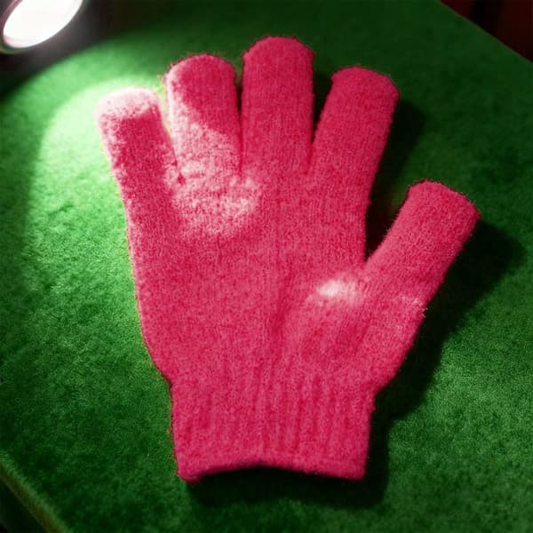 5-fingret eksfolierende handske – tyk rød nylon – blød og holdbar – til daglig brusebad