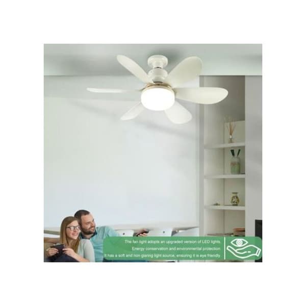 E27 LED Takfläkt – Fjärrkontroll, Tyst, Dimbar – För Kök, Sovrum – 42/52 cm, Vit