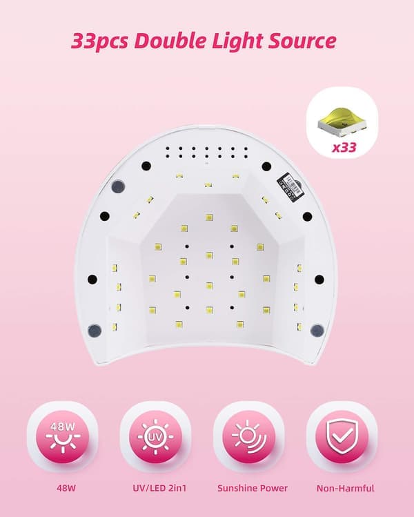 SUN2C smart 33 lamper 48W neglelampe dobbelt lyskilde LED negletørring