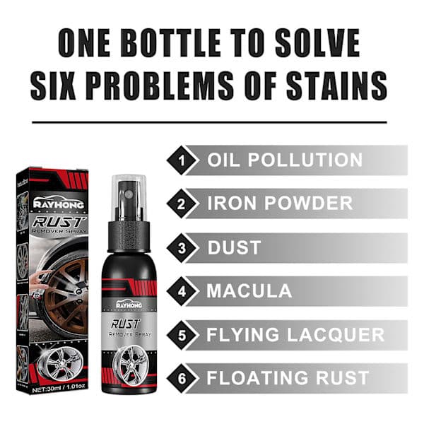 Øjeblikkelig rustfjernerspray Kraftfuld rustfjerner fjerner rust uden at skrubbe rustne overflader 30ml 1Pcs