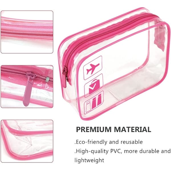 Transparent necessär 1 liter TSA-godkänd rose Red 4pc