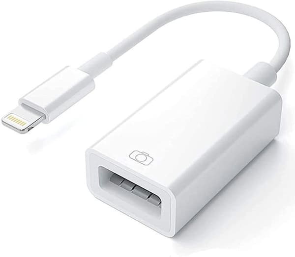 Apple Lightning til USB-kameraadapter, USB 3.0 OTG-kabel til iPhone/iPad til tilslutning af en kortlæser,