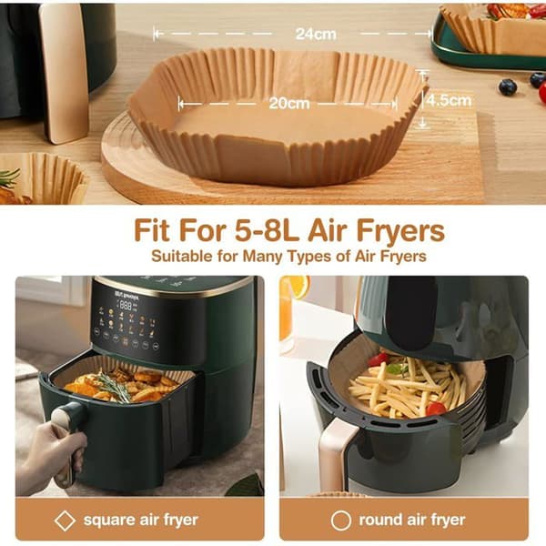 Airfryer bagepapir, 100 stk. 20 cm bagepapir til airfryer, non-stick engangsforingstilbehør
